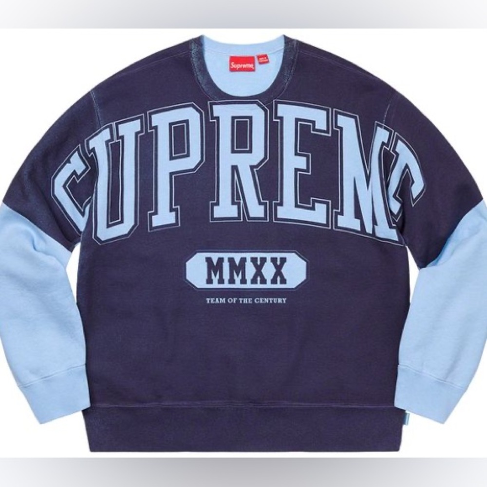 Supreme Overprint Crewneck 'Ice Blue'